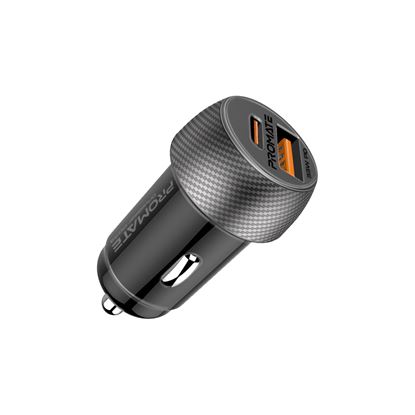 Picture of PROMATE 33W Ultra-Fast Dual Port Compact In-Car Phone Charger.