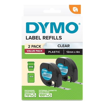 Picture of Dymo LetraTag Plastic Tape 12mm x 4M Clear 2-Pack