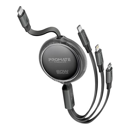 Picture of PROMATE 3-in-1 Ultra-Fast USB-C Retractable Multi-Connector Cable.