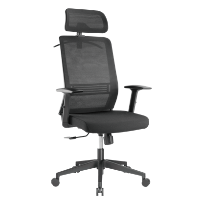 Picture of BRATECK Office Chair with Headrest. Ergonomic & Breathable Mesh Back.