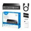 Picture of CUDY 16-Port Gigabit Unmanaged Desktop Switch in Metal Case.