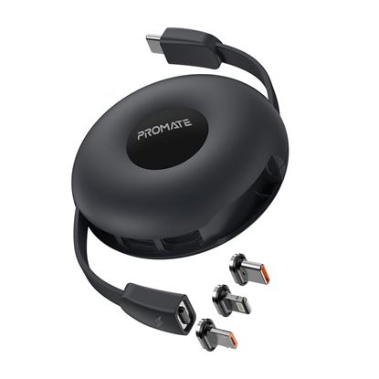 Picture of PROMATE 3in1 USB-C Retractable Data & Charge Cable with Changeable