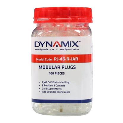 Picture of DYNAMIX RJ45 Plug 100pc Jar, 8P8C Modular Plug (Round, Stranded)