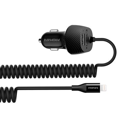 Picture of PROMATE 3.4A Dual Car Charger with USB-A Port & Lightning Charging